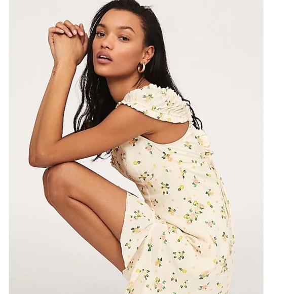 Free People Like A Lady Citrus Floral Mini Dress Size Medium - Picture 1 of 10